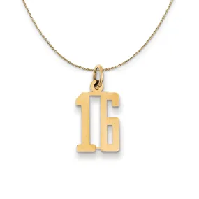 Yellow Gold Alumni Small Elongated Number 16 Neckpiece