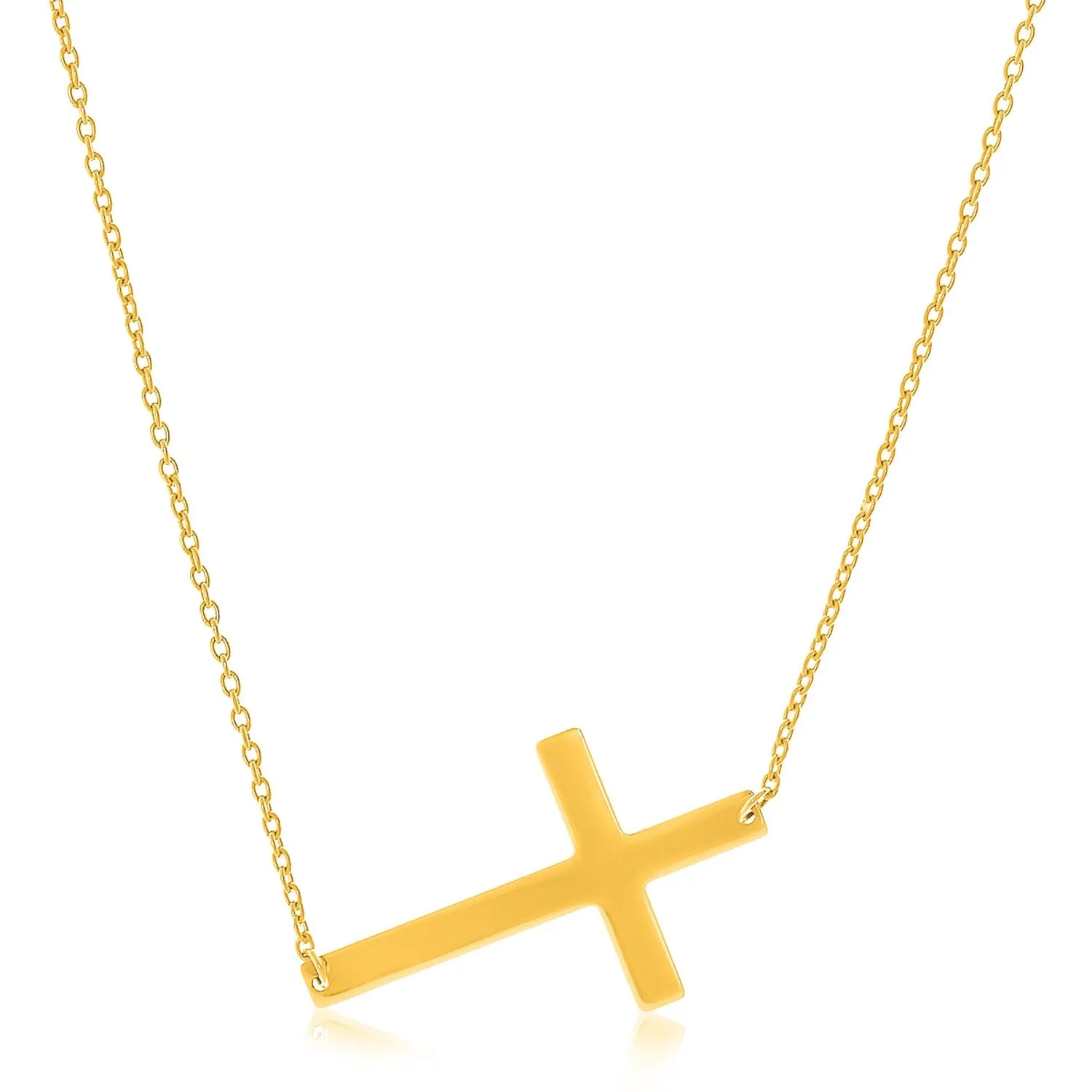 14k Yellow Gold Plain Cross Motif Necklace - rx76448-18