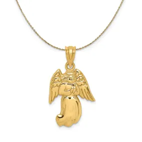 Polished Praying Angel Yellow Gold Neckpiece