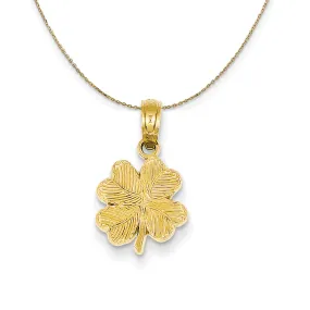 Textured Four Leaf Clover Yellow Gold Neckwear