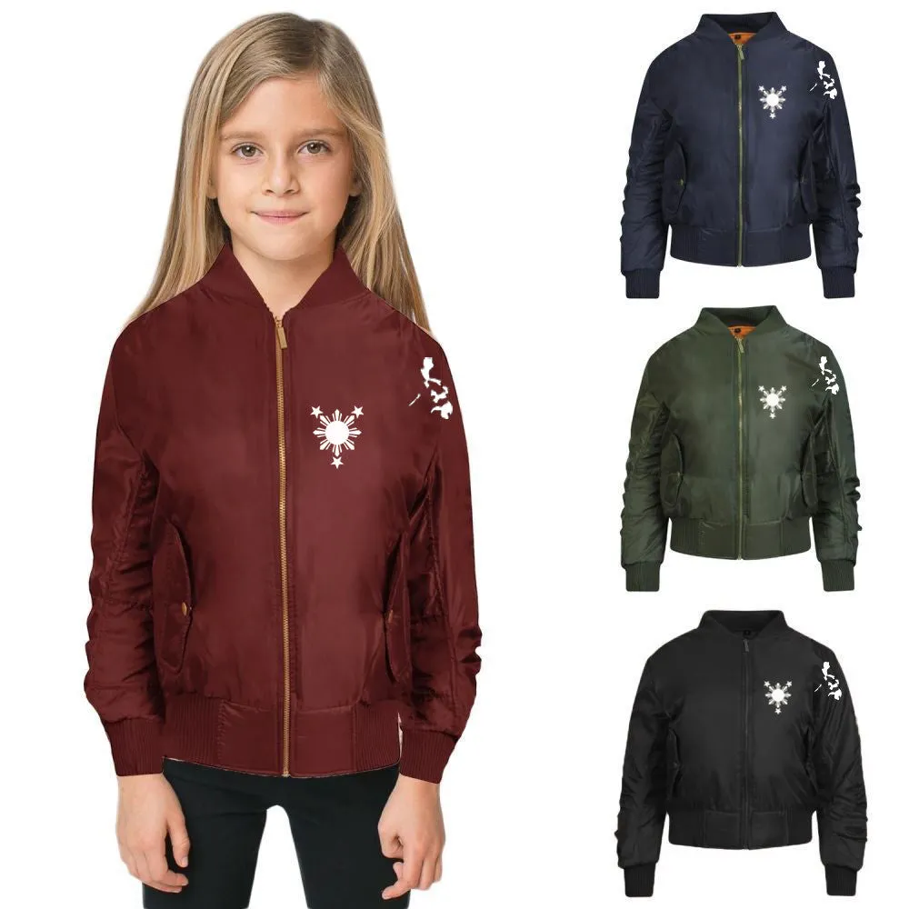 Kids Bomber Jackets with 3 Stars and Sun Design