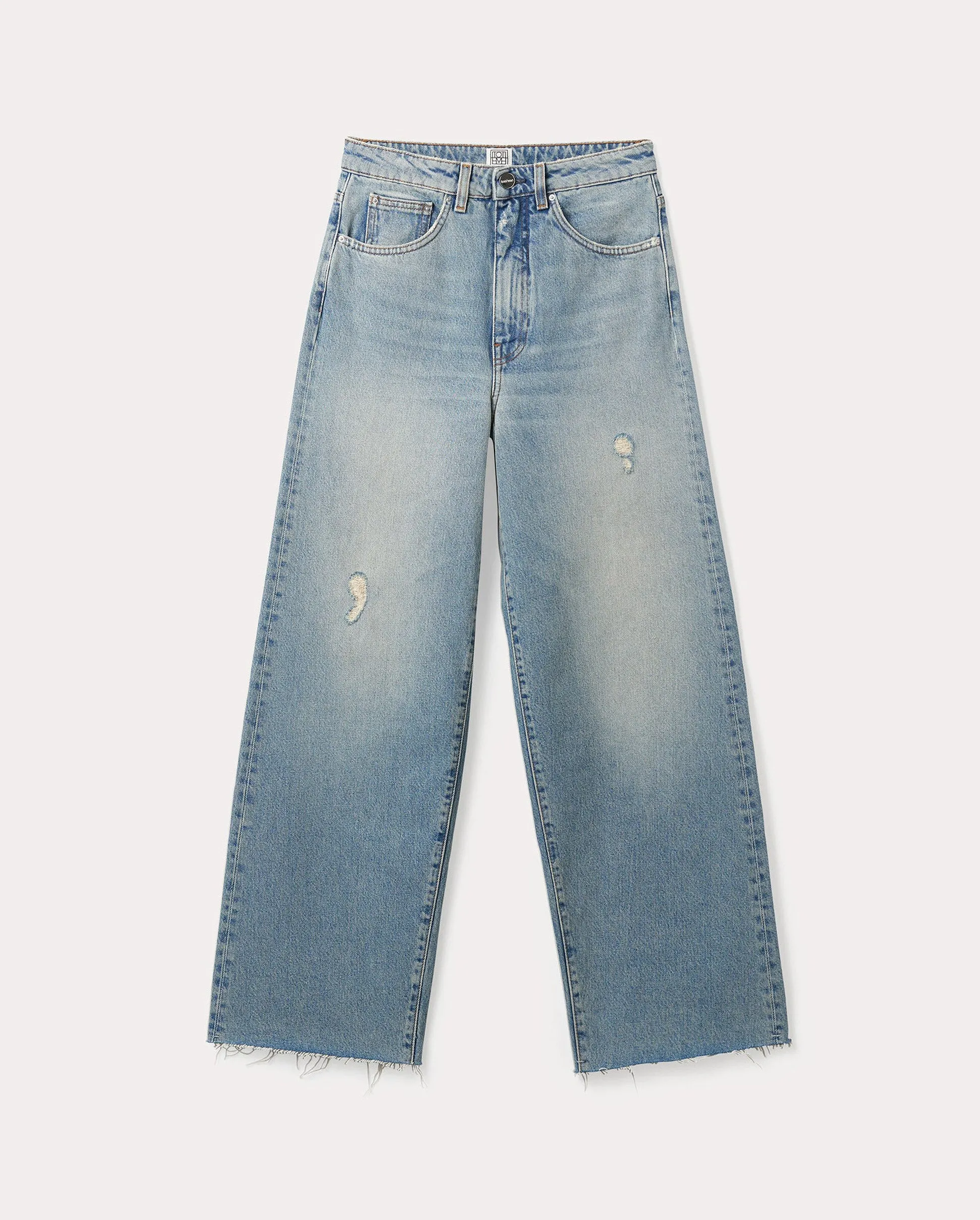 32 Flare Denim in Distressed Light Blue