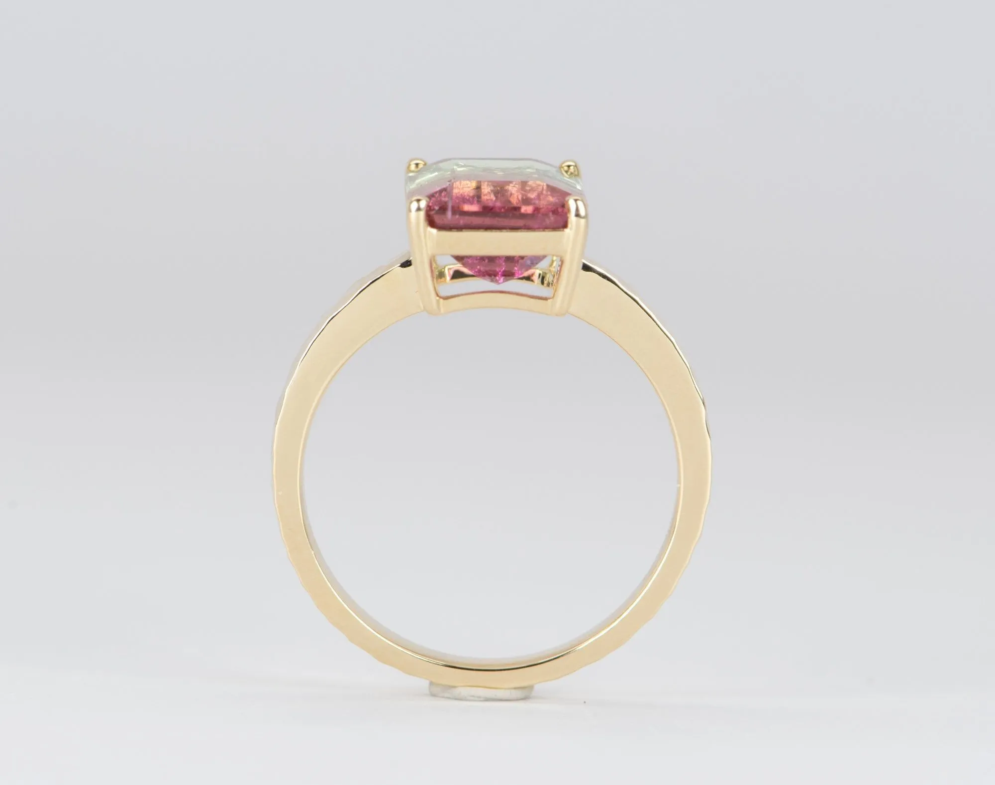 Bi-Color Watermelon Tourmaline Gold Ring