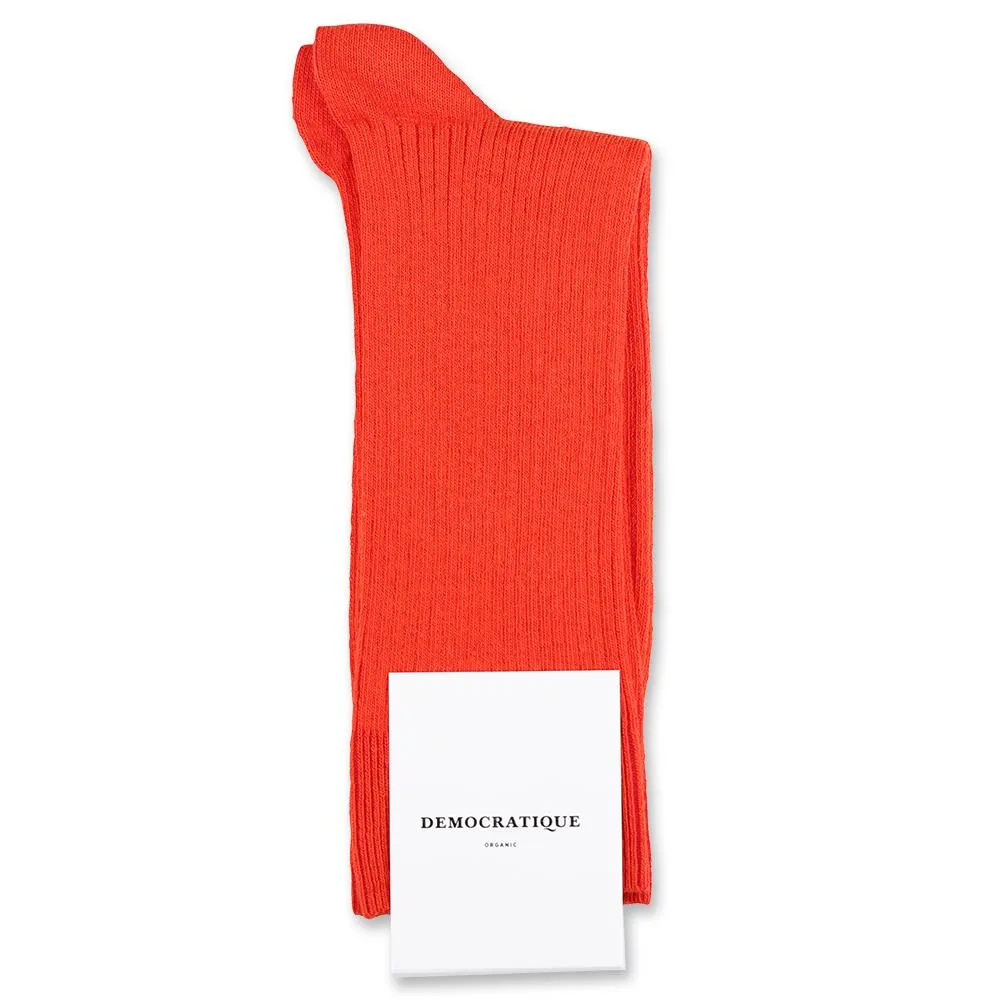 6-pack Fine Ribbed Socks - Okker Orange