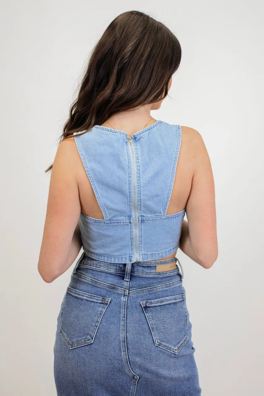 90s Style Denim Crop Top