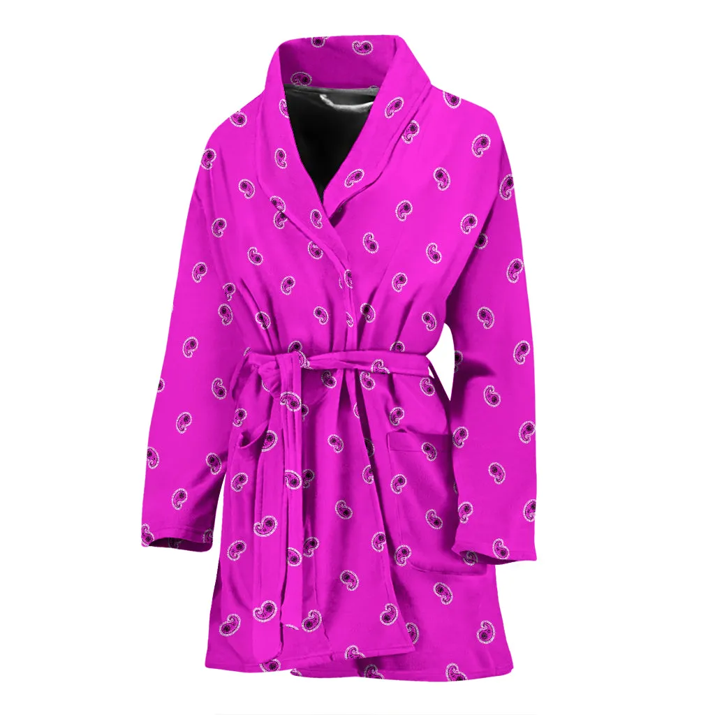 Women's Bathrobe in Abrupt Pink Paisley Design