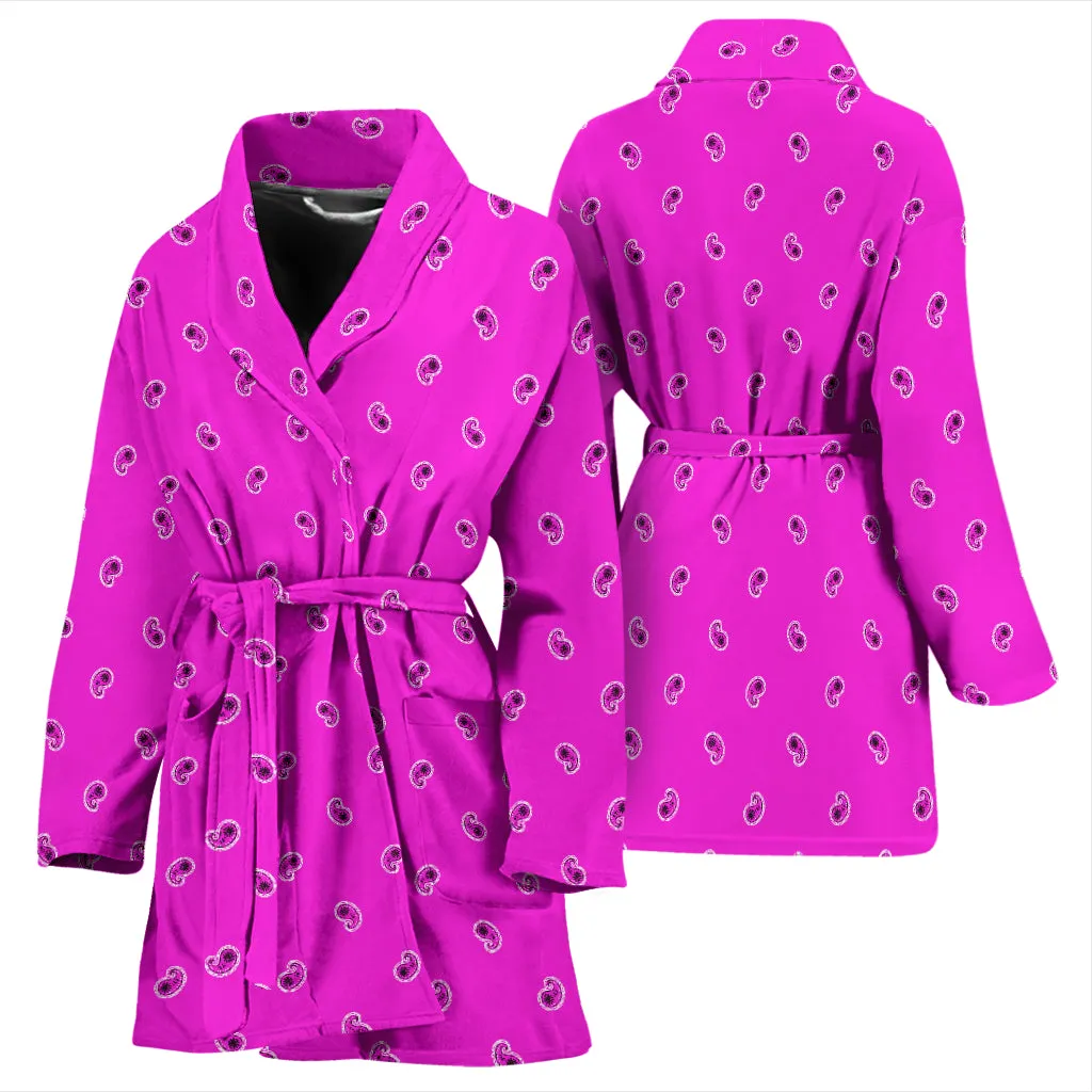 Women's Bathrobe in Abrupt Pink Paisley Design