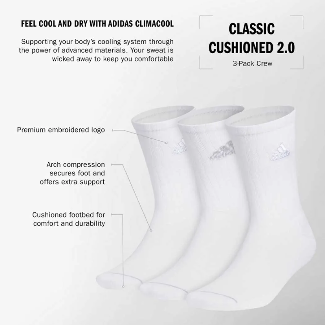 Adidas 3-Pack Crew Socks White/ Clear Onix (Men's)