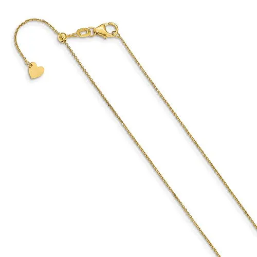 14K 1mm Adjustable Cable Chain - Available in Sizes 22-30