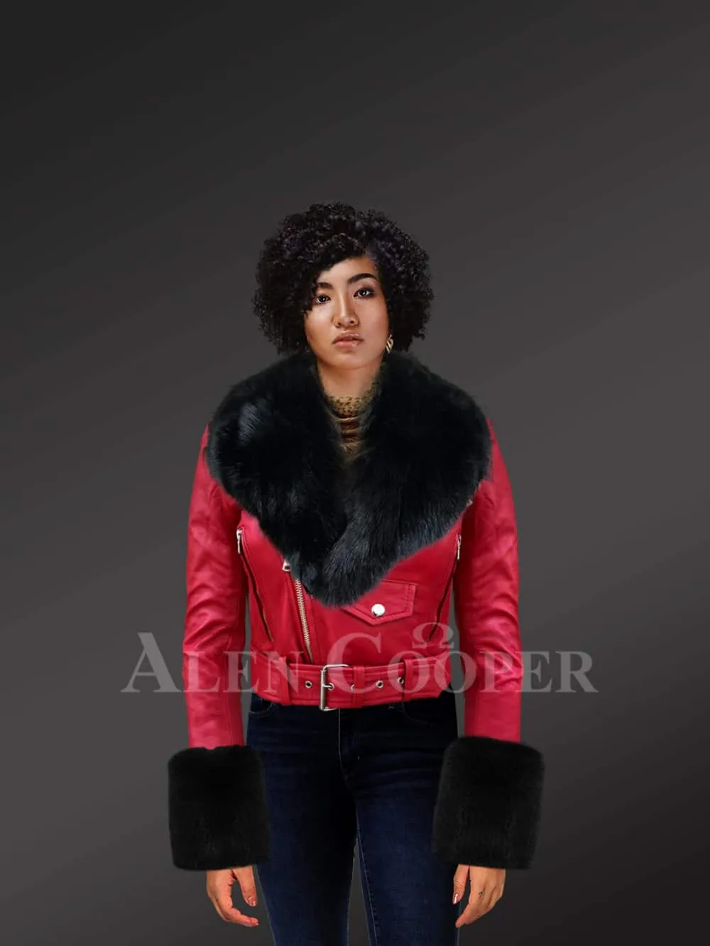 Authentic Leather Jackets in Burgundy with Removable Fur Collar