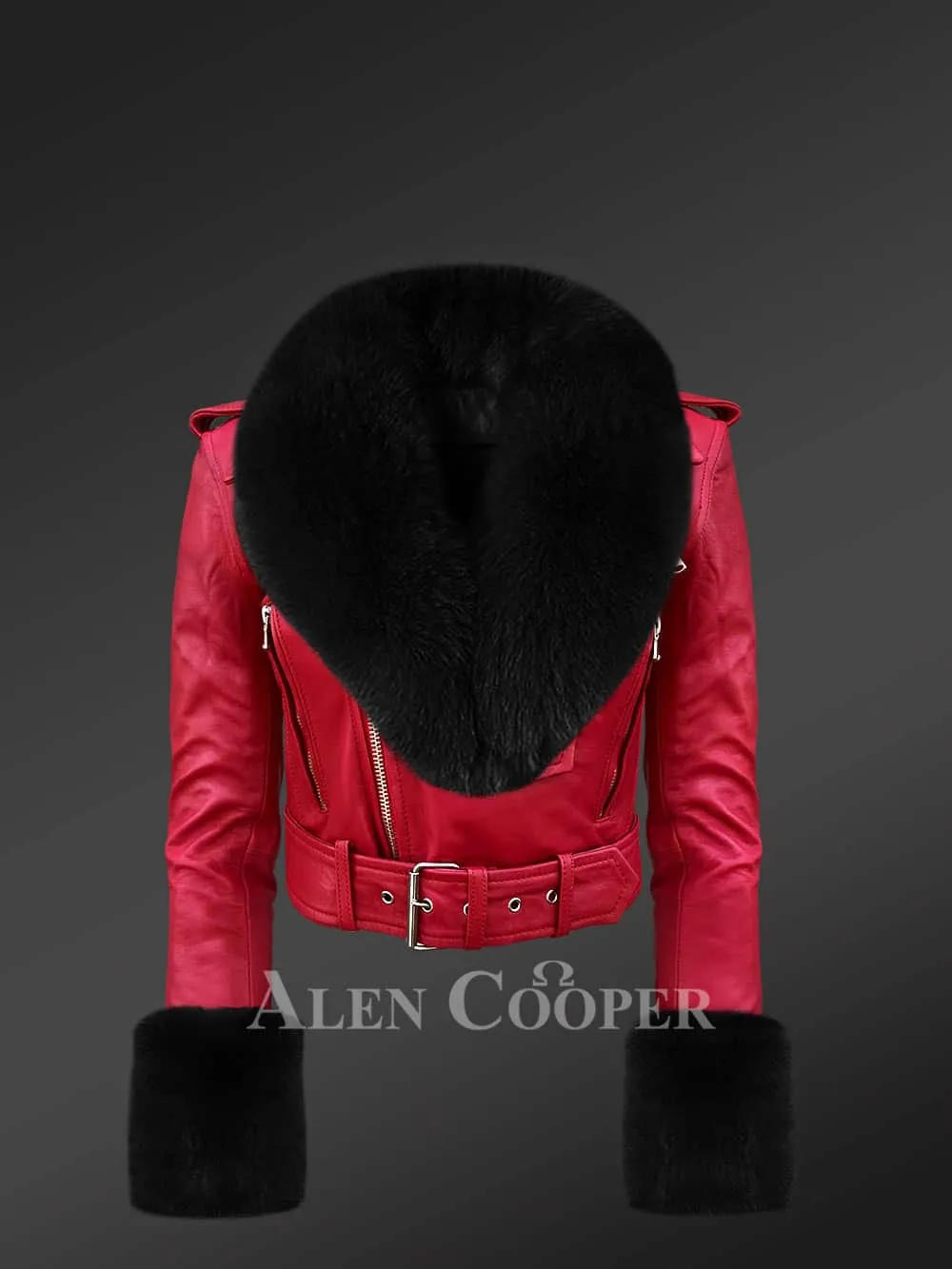 Authentic Leather Jackets in Burgundy with Removable Fur Collar