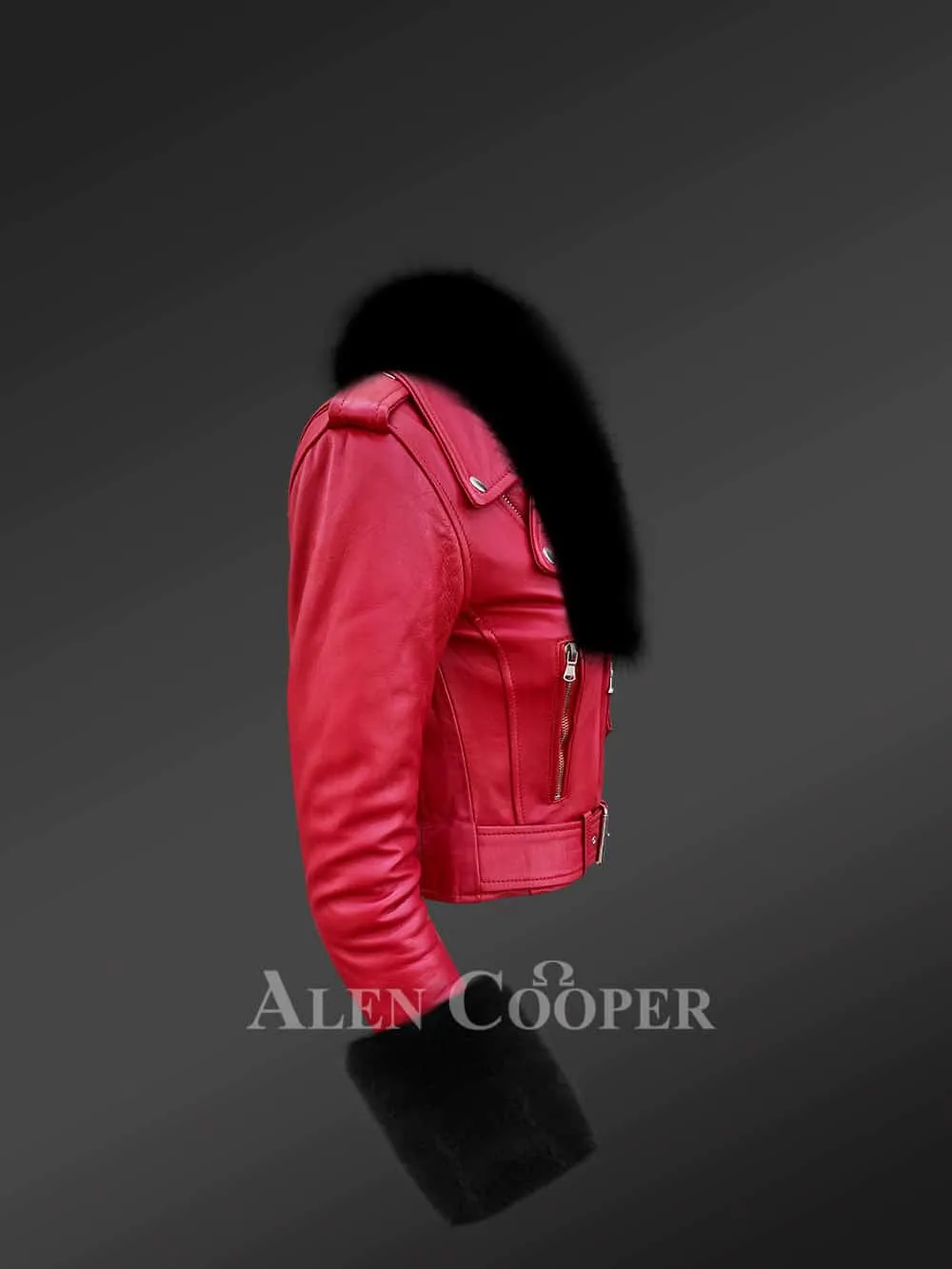 Authentic Leather Jackets in Burgundy with Removable Fur Collar