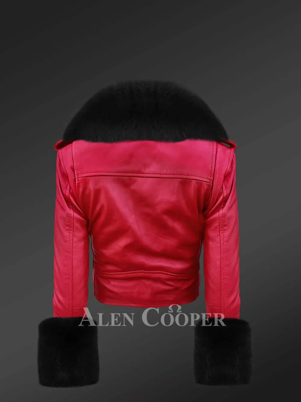 Authentic Leather Jackets in Burgundy with Removable Fur Collar