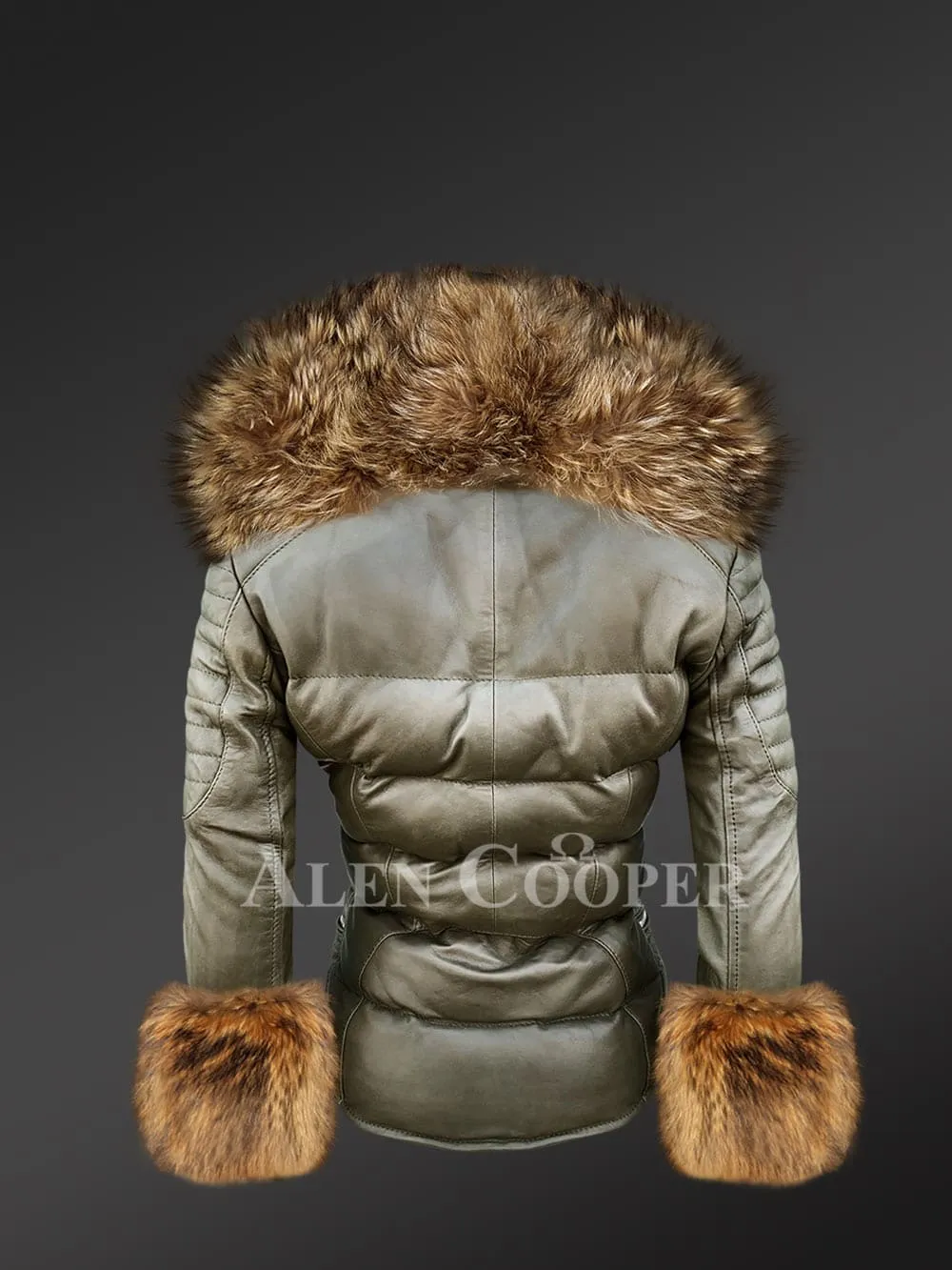 Genuine Leather Jackets with Detachable Fur Collar and Handcuffs