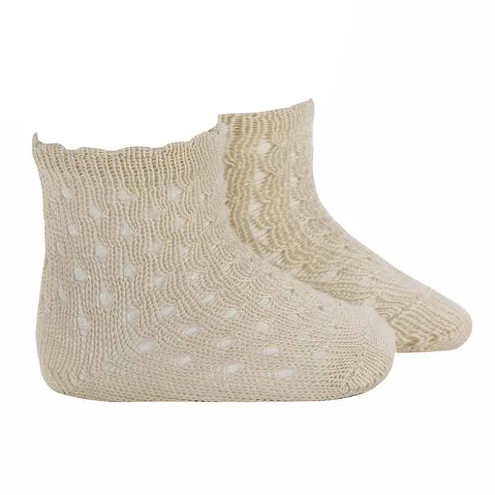 Baby Openwork Perle Socks Linen Beige