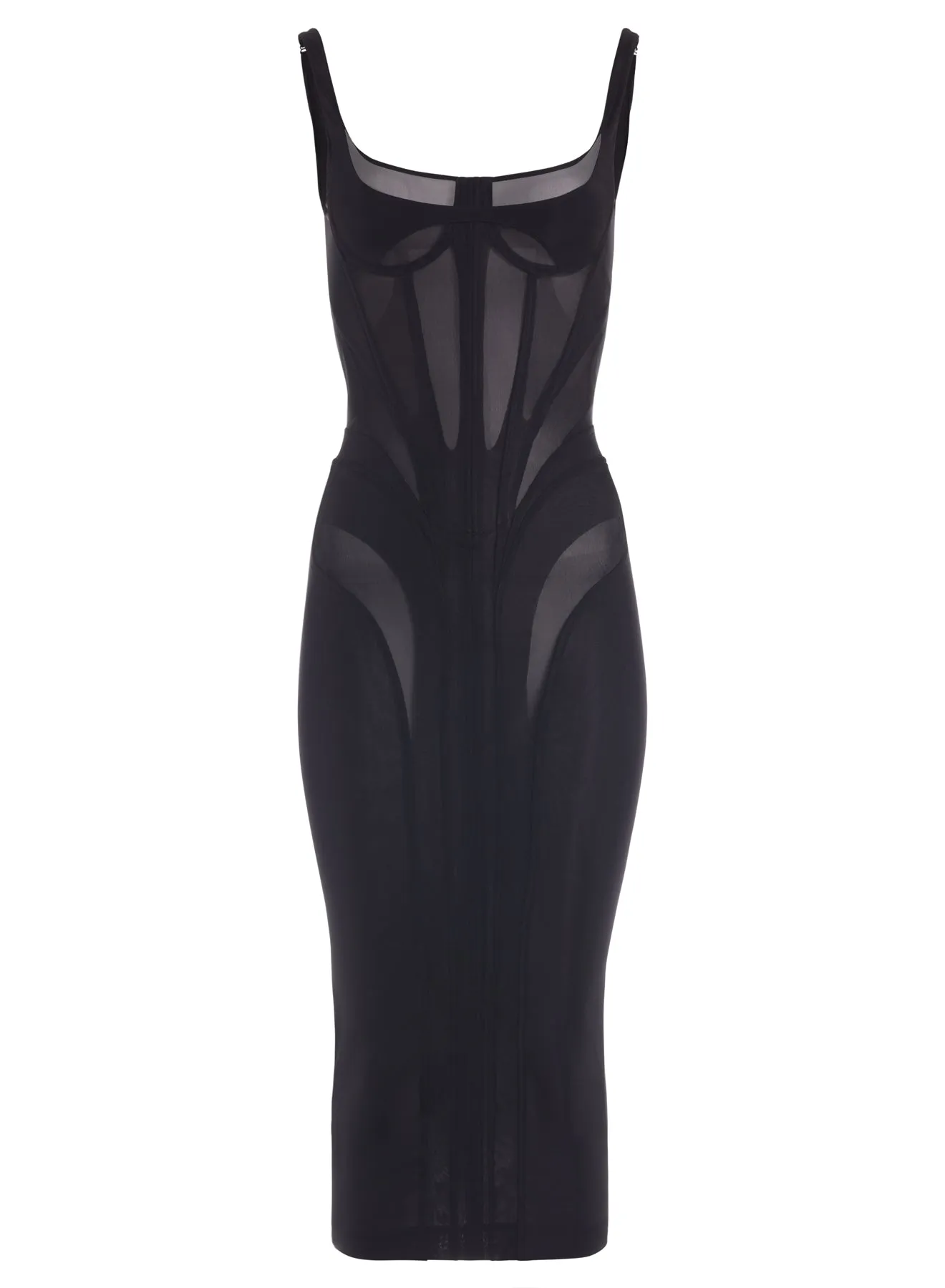 Black Corseted Lingerie Midi Dress