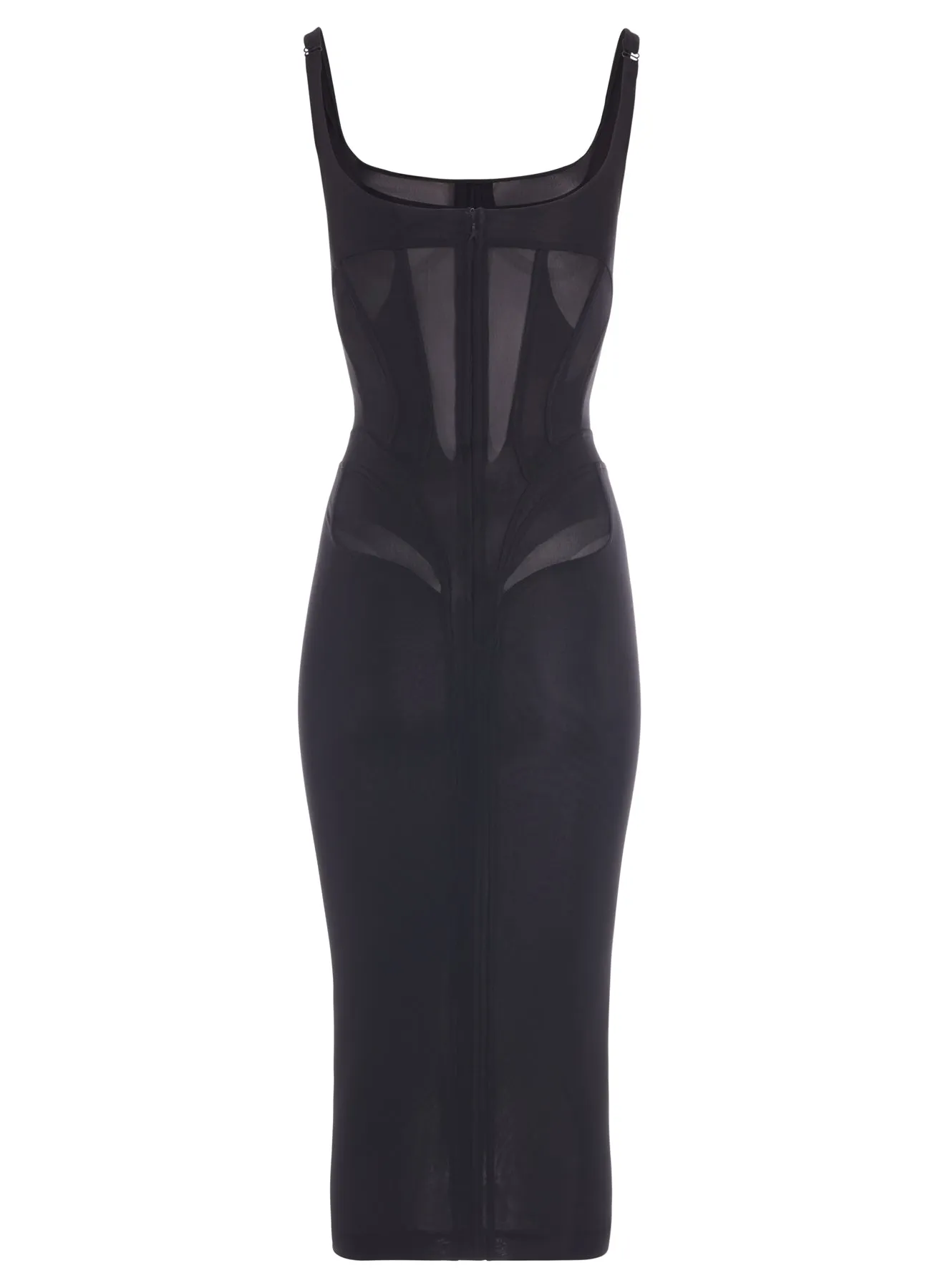 Black Corseted Lingerie Midi Dress