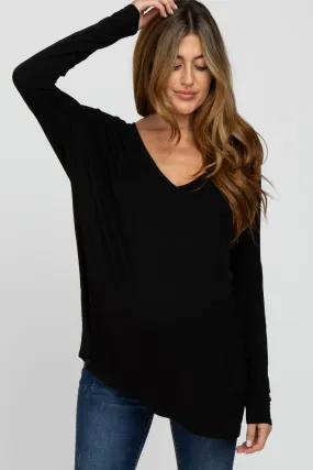 Black Maternity V-Neck Blouse