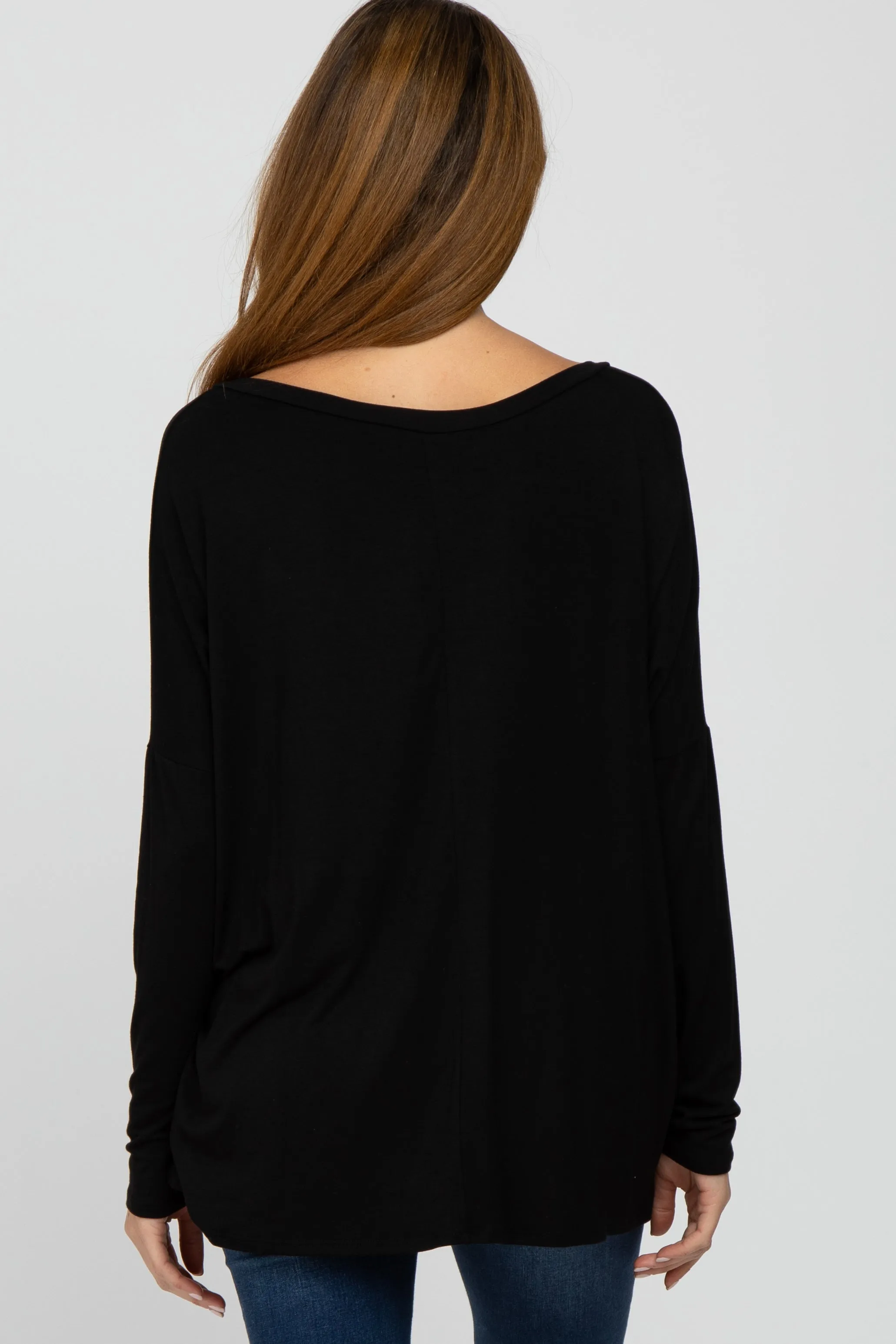 Black Maternity V-Neck Blouse