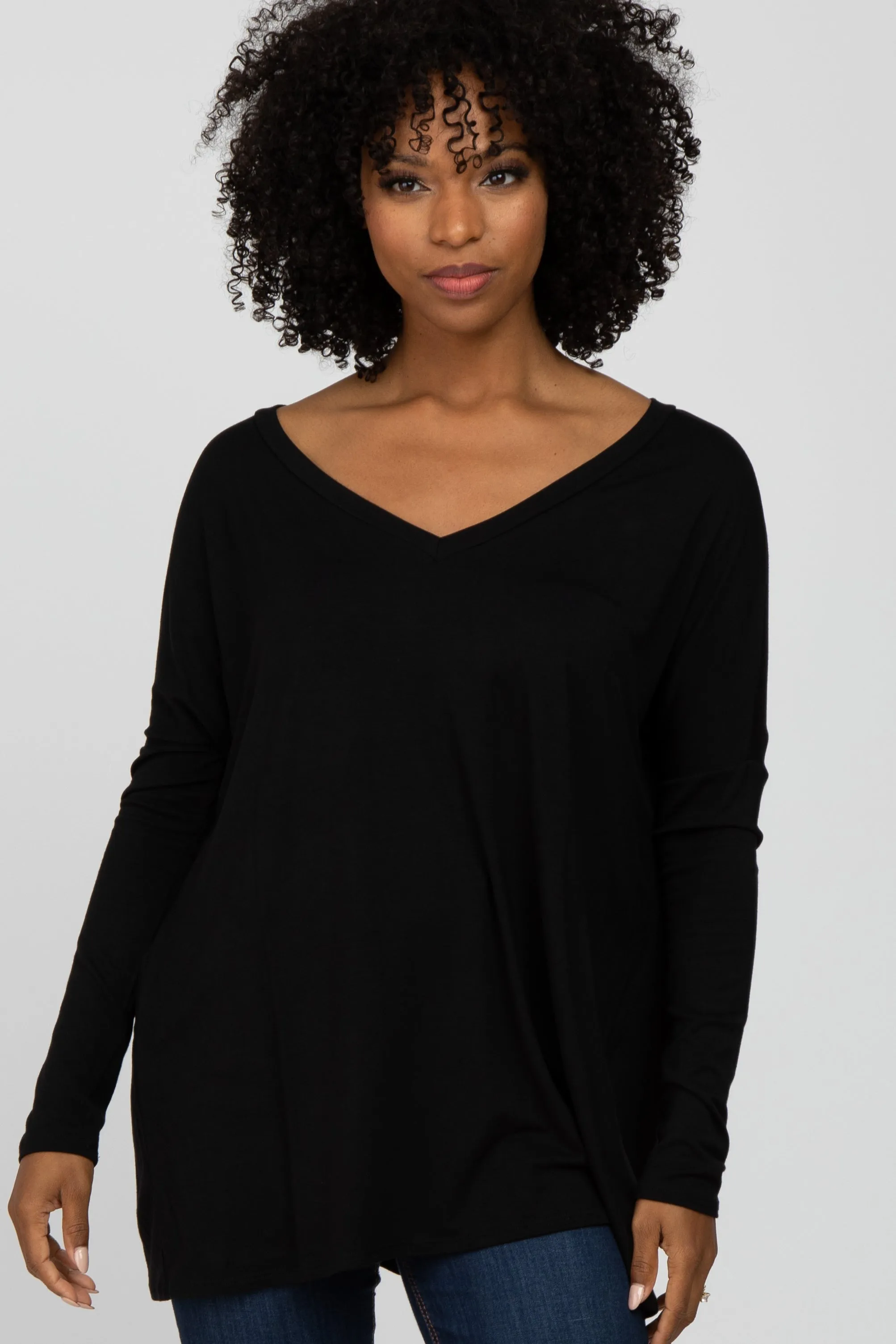 Black Maternity V-Neck Blouse