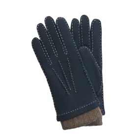 Blue Cashmere-Lined Suede Gloves by Bontoni