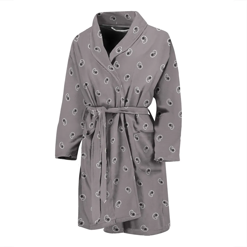 Mens Classic Gray Paisley Bathrobe