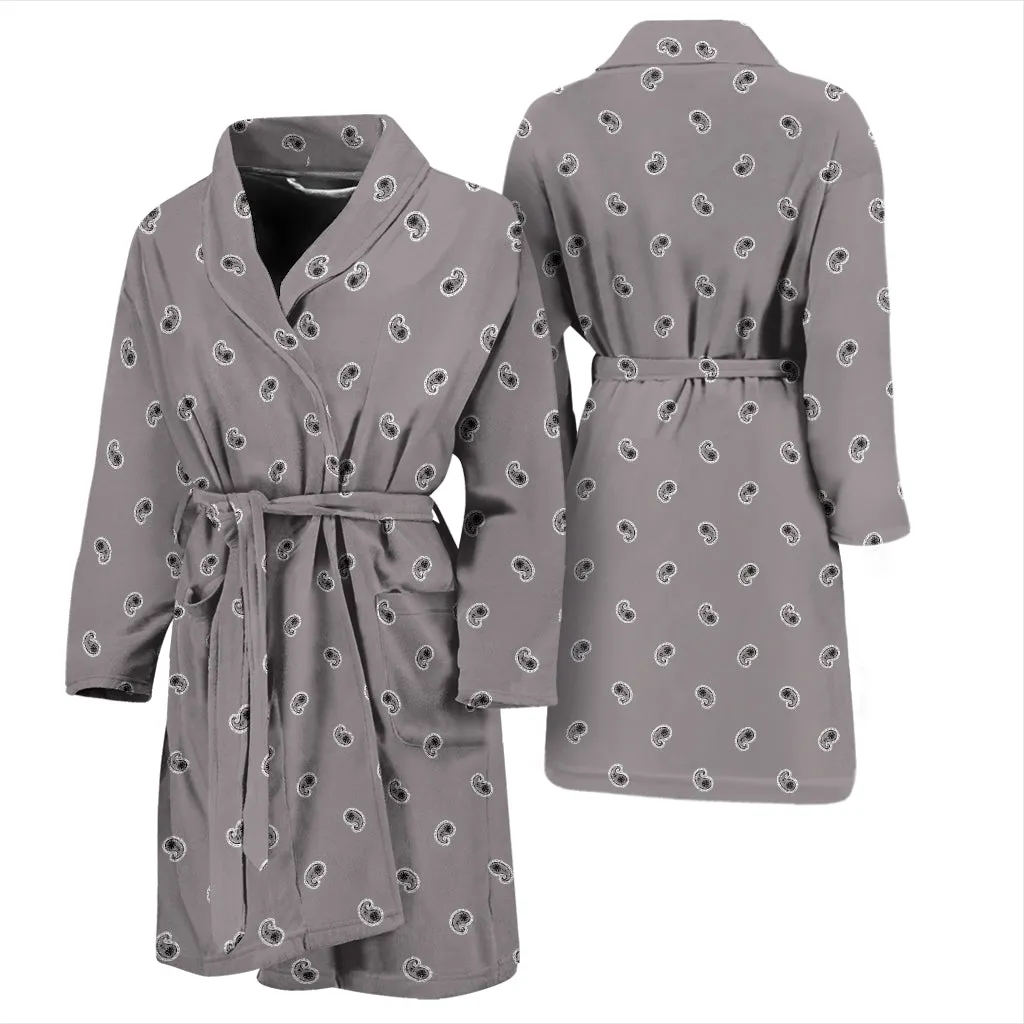 Mens Classic Gray Paisley Bathrobe