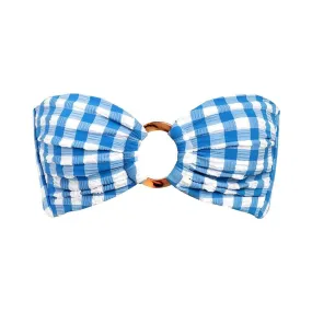 Blue Gingham Tori Ties Bandeau Bikini Top