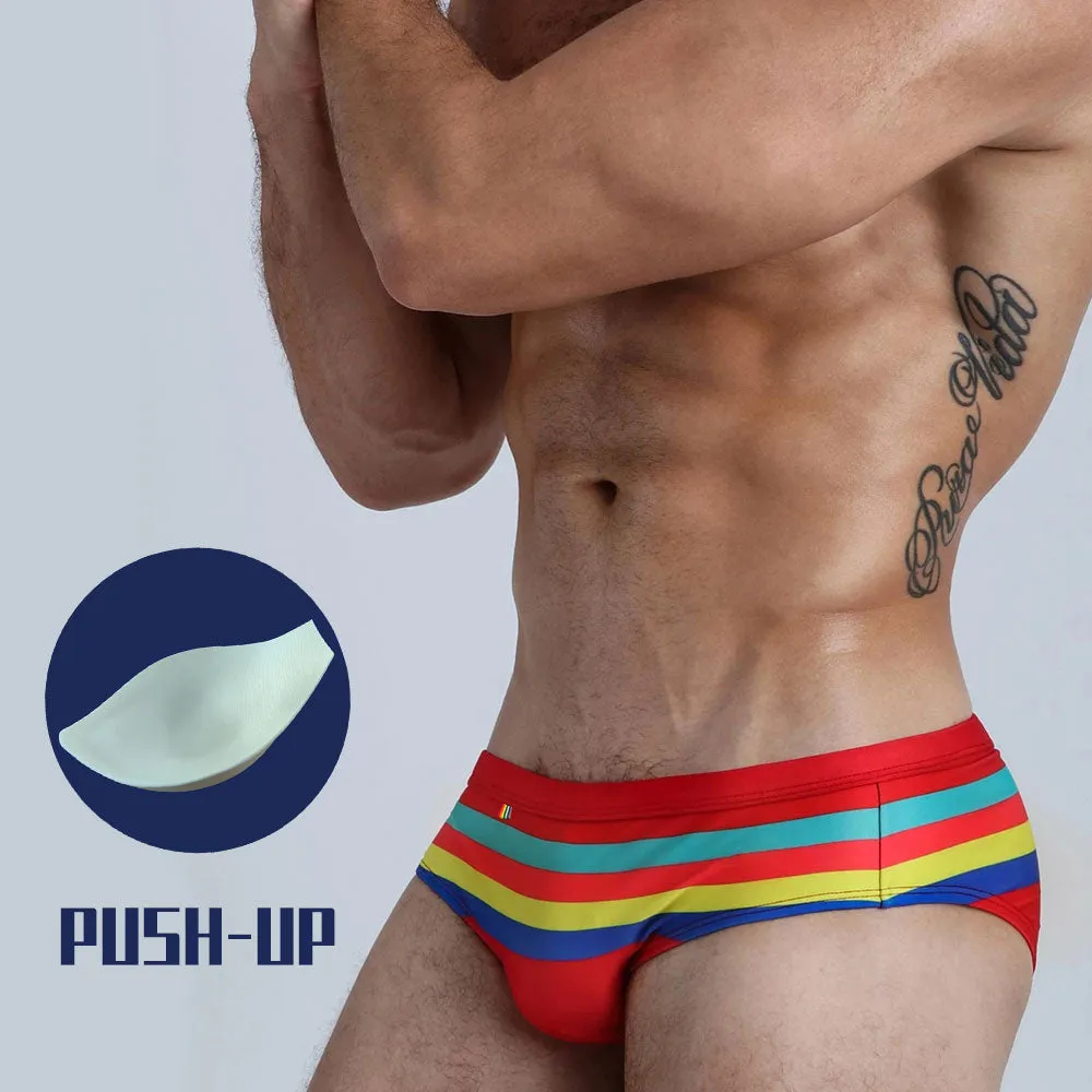 Men's Cartoon Print Padded Surf Briefs