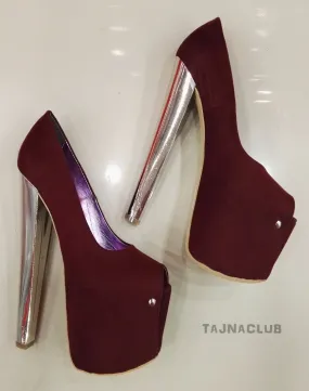 Burgundy Suede High Heels