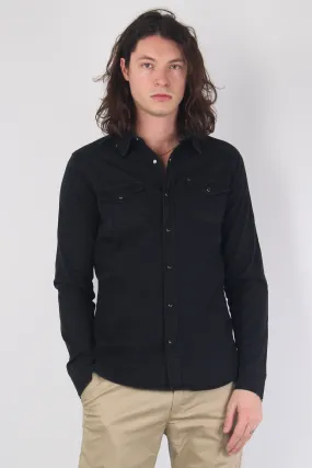 Black Slim Denim Shirt