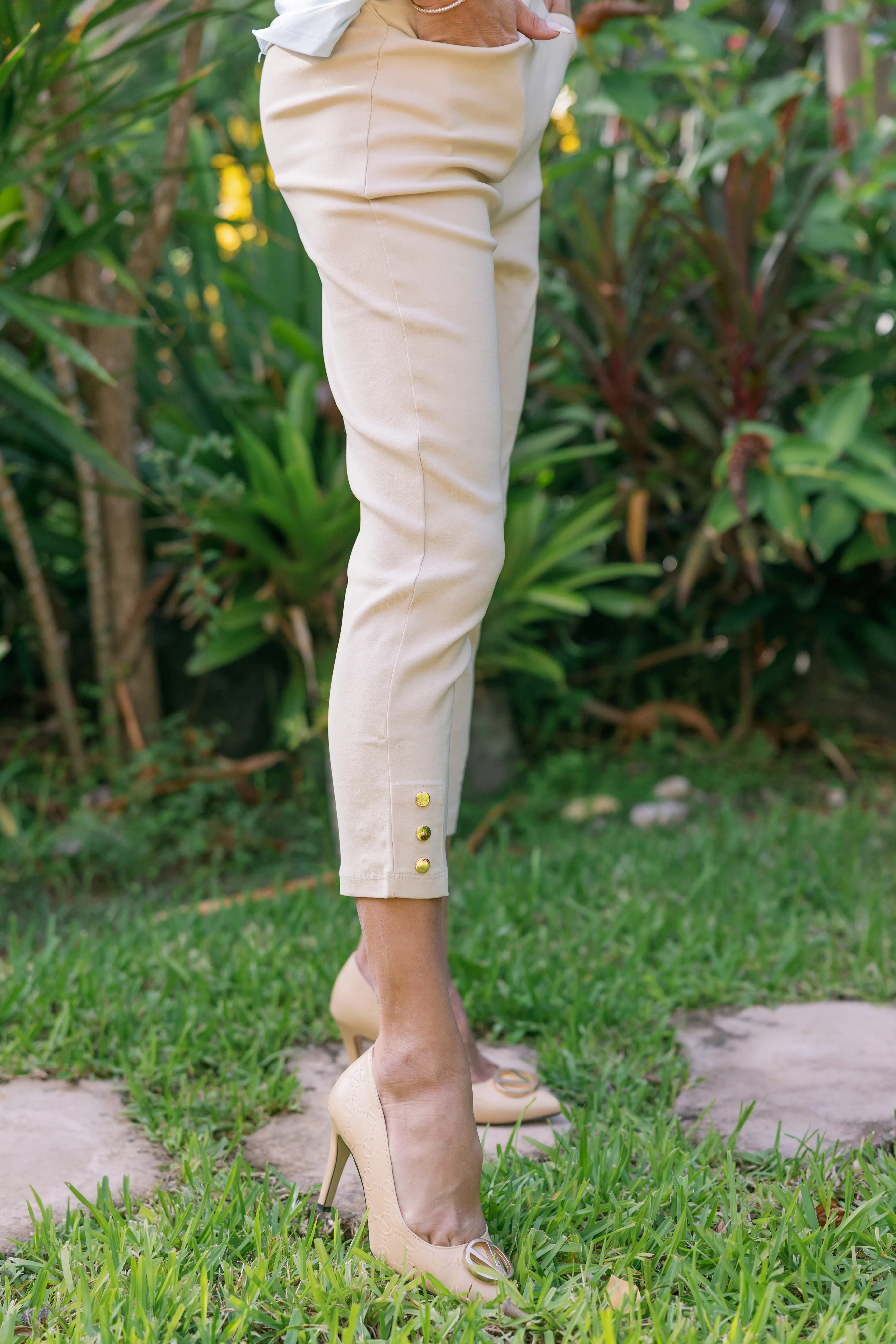 Solid Ivory Capri Trousers