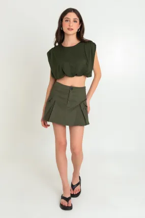 Short Cargo Skirt with Pleats