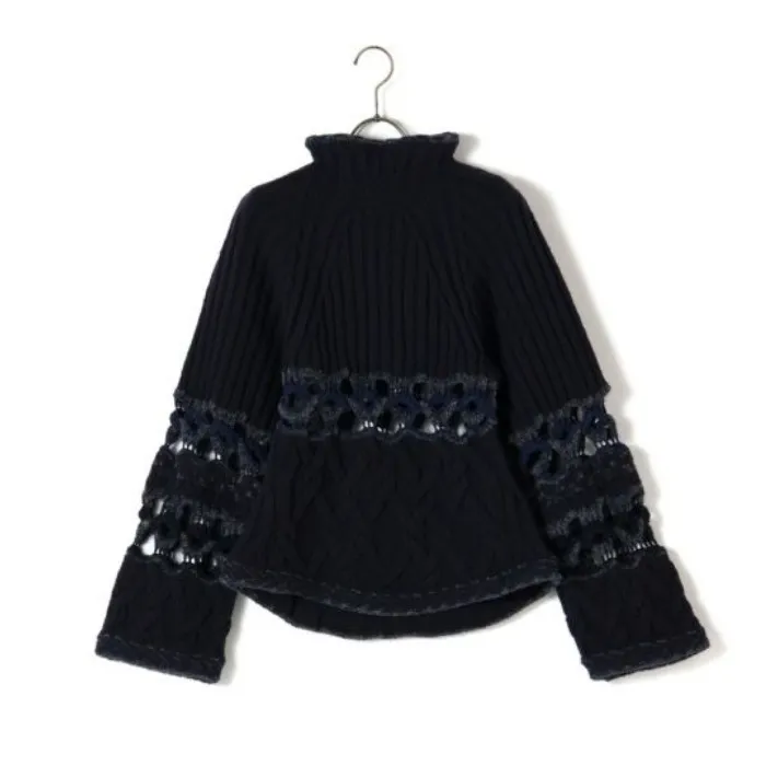 Wool Nylon Rib Long Sleeves Sweater by Mame kurogouchi