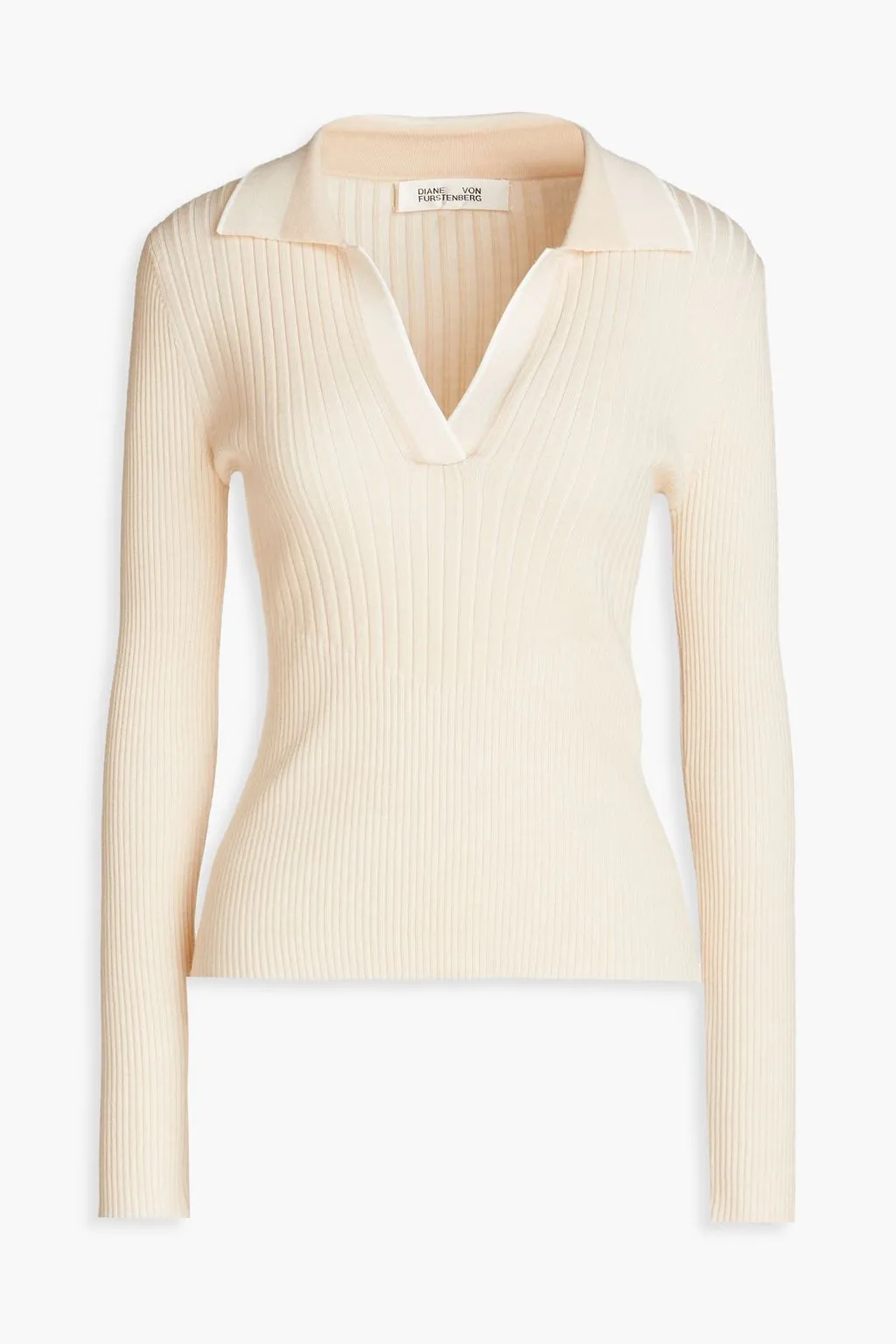 Wool Rib V-Neck Long Sleeves Sweater by DIANE von FURSTENBERG