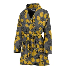 Women's Cat Paw Print Bathrobe