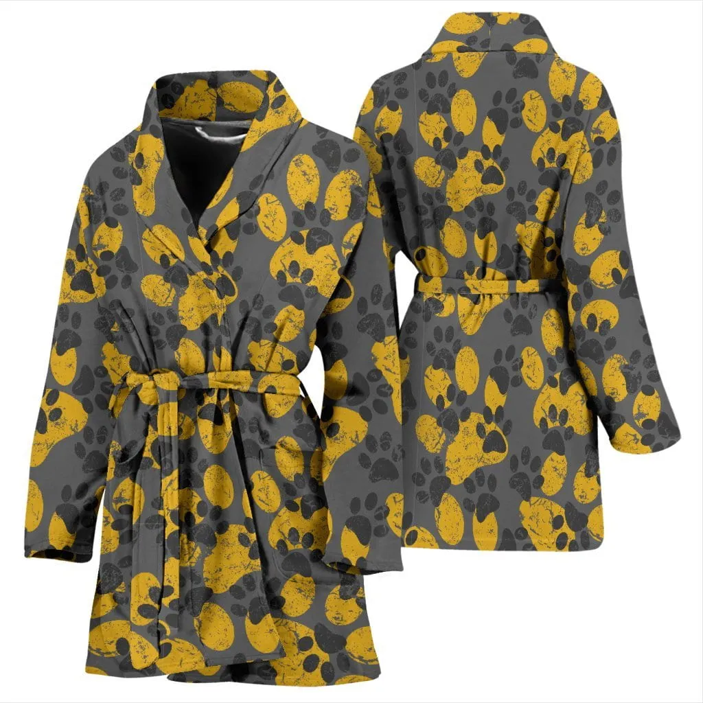 Women's Cat Paw Print Bathrobe