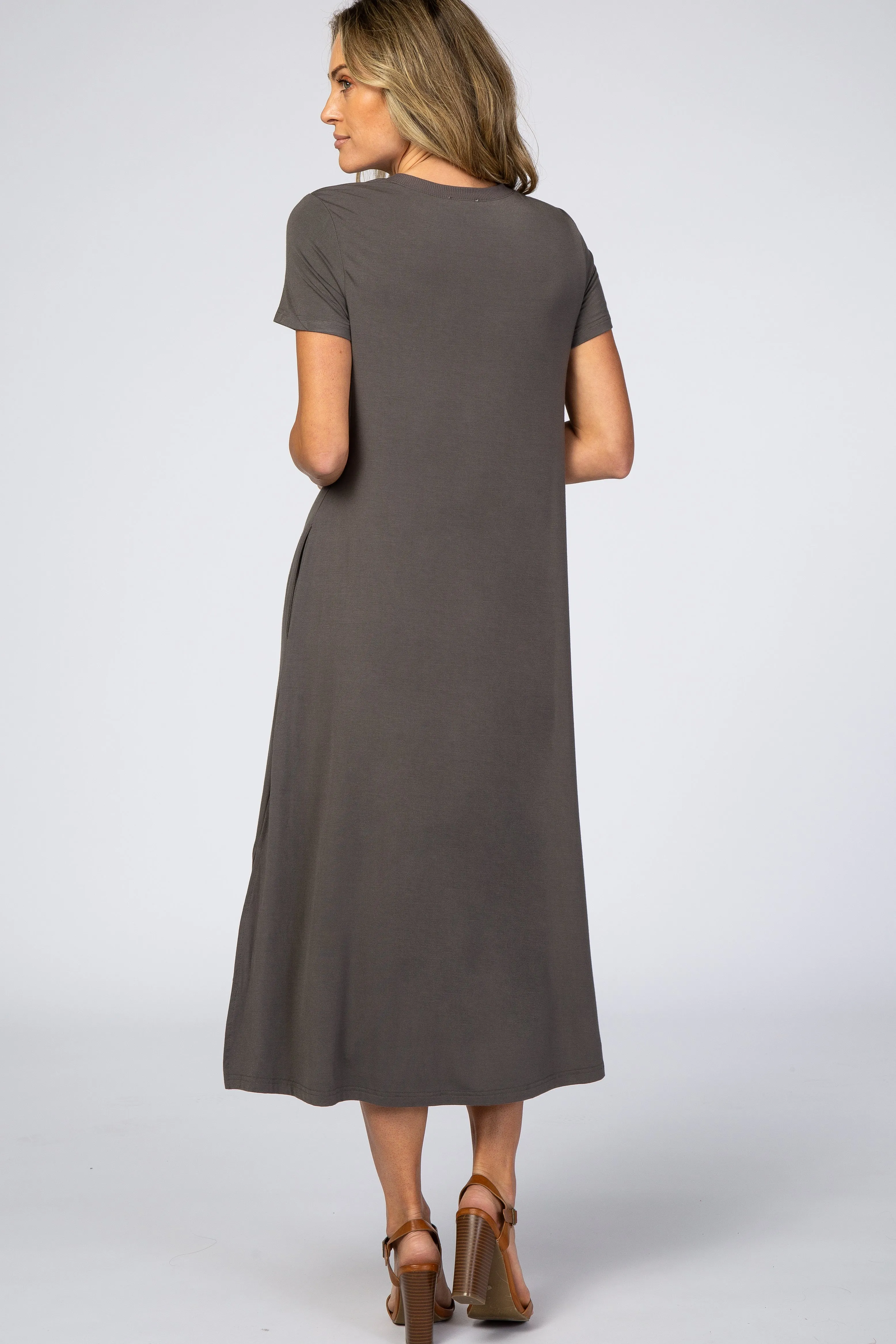 Side Slit Midi Dress in Charcoal