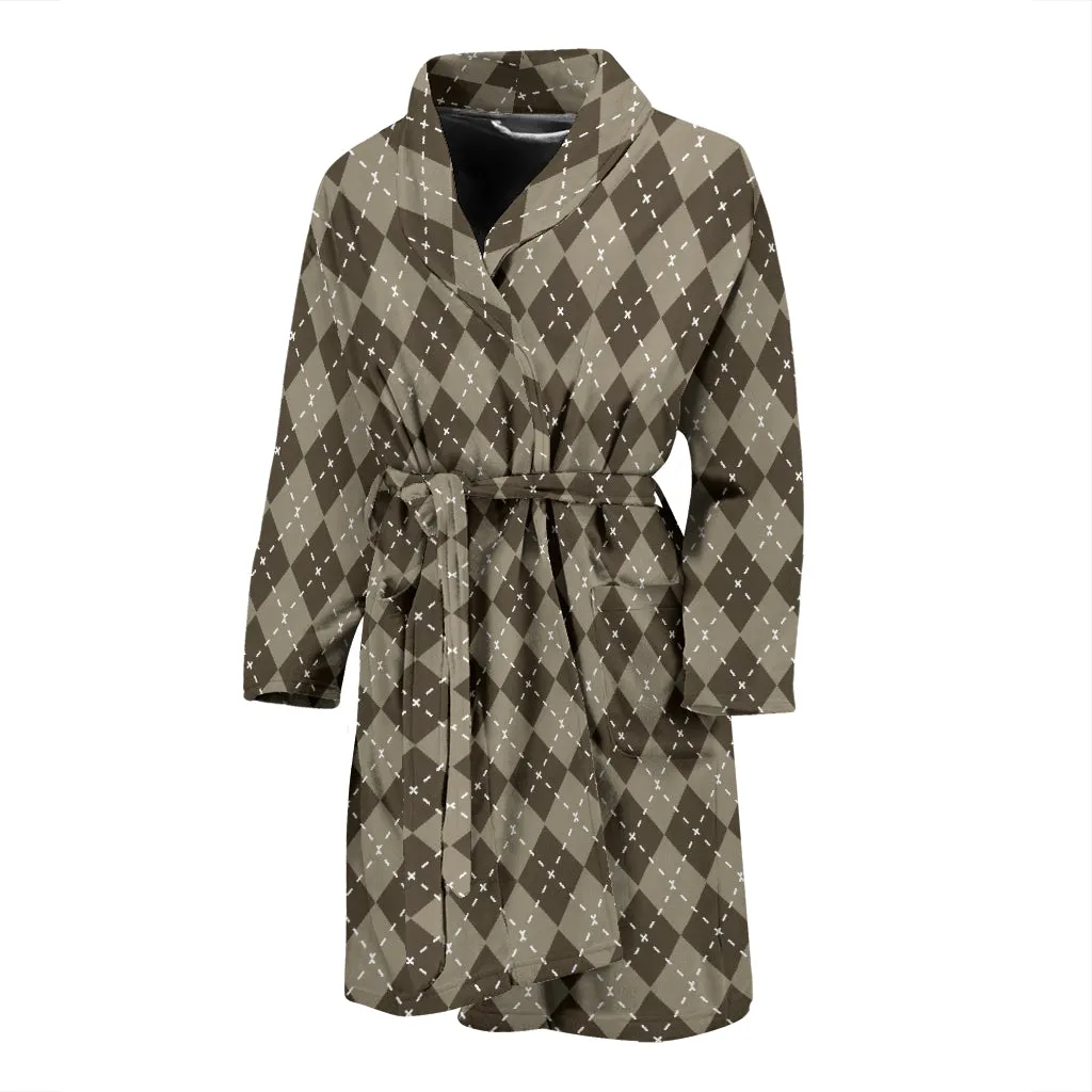 Mens Chocolate Argyle Bathrobe