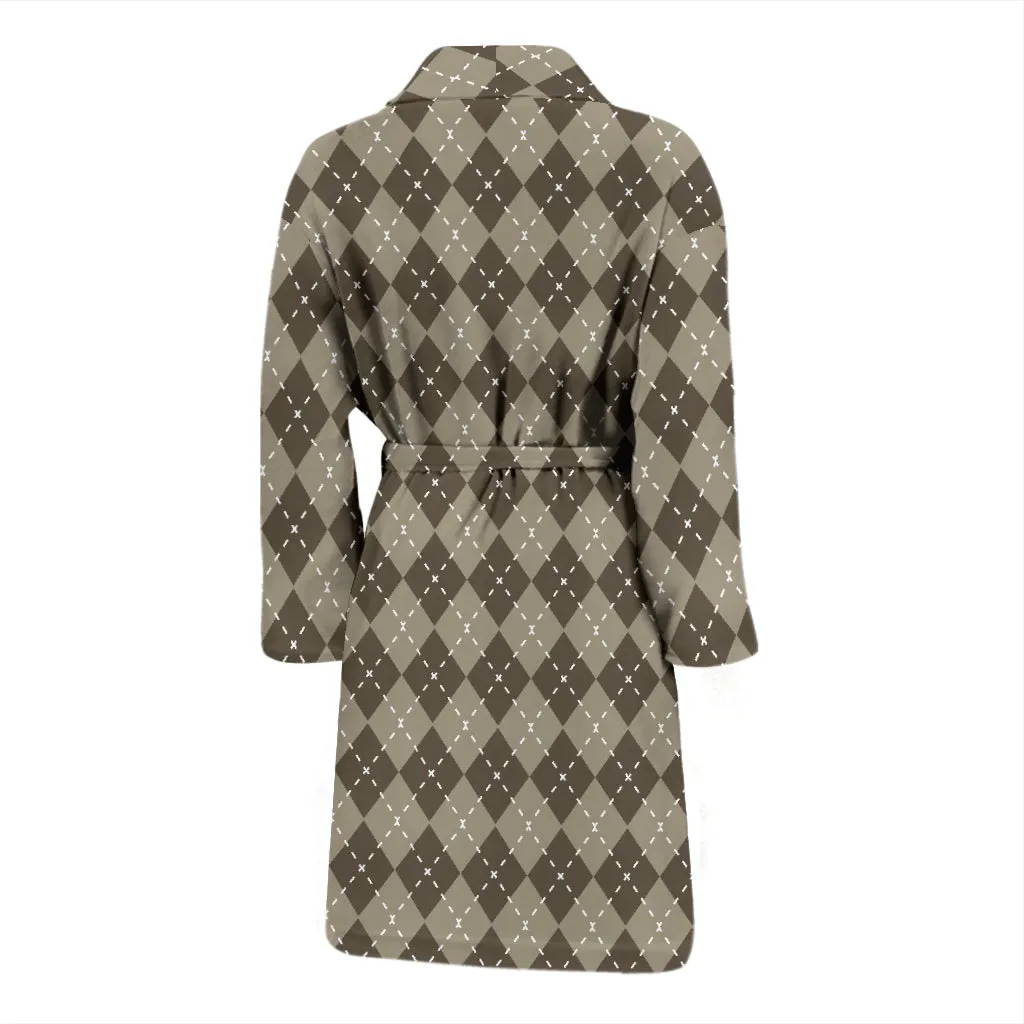 Mens Chocolate Argyle Bathrobe