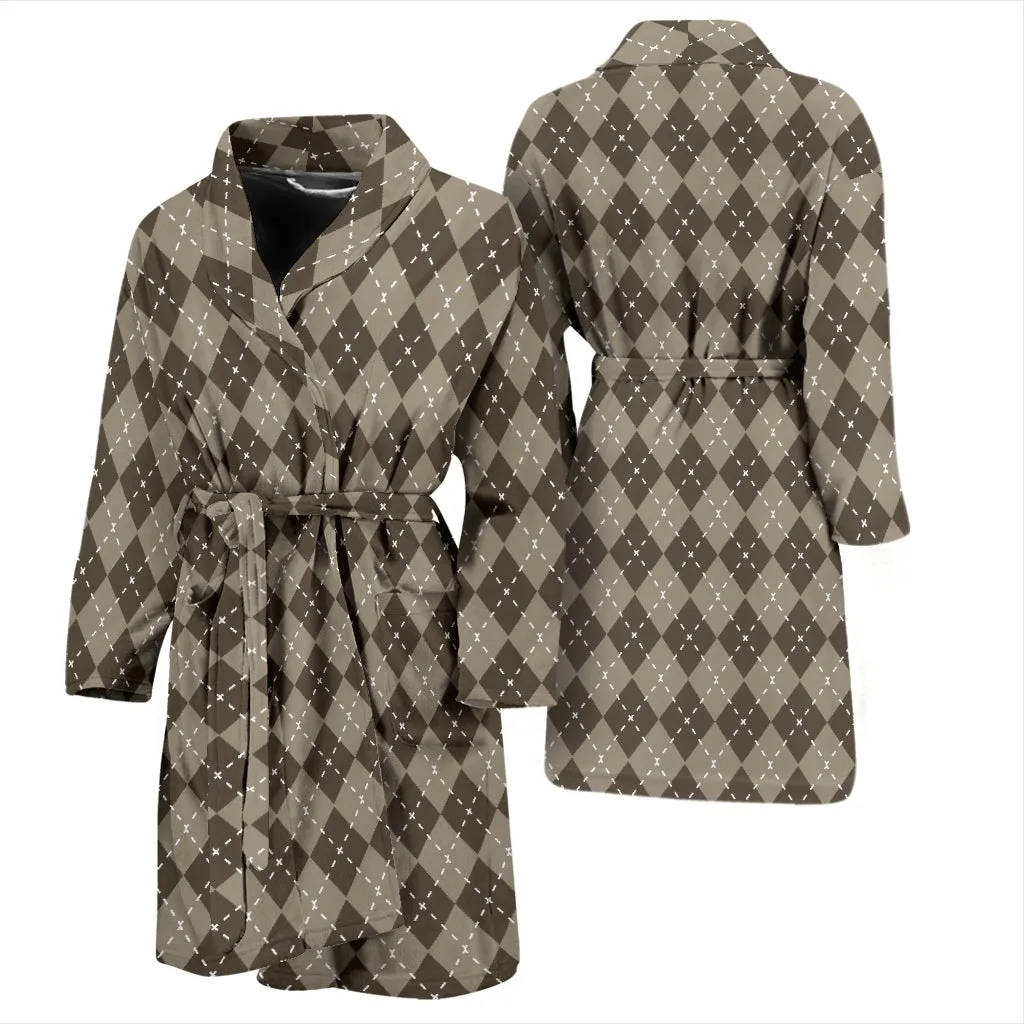 Mens Chocolate Argyle Bathrobe