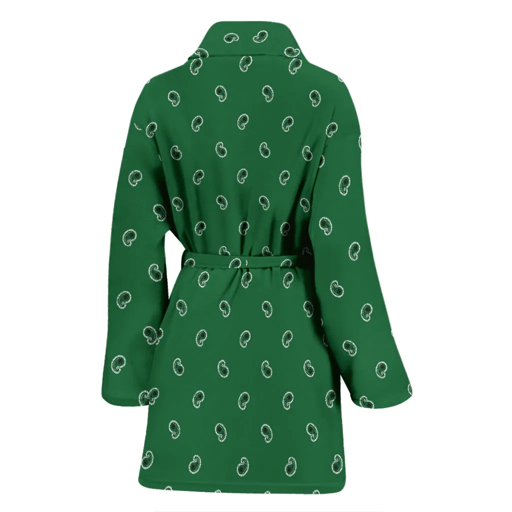 Classic Green Women's Bathrobe Featuring Paisley Pattern