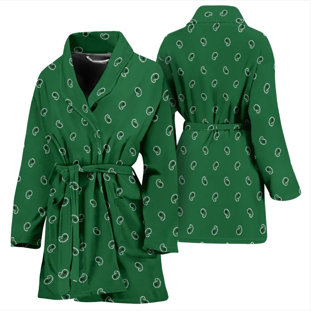 Classic Green Women's Bathrobe Featuring Paisley Pattern