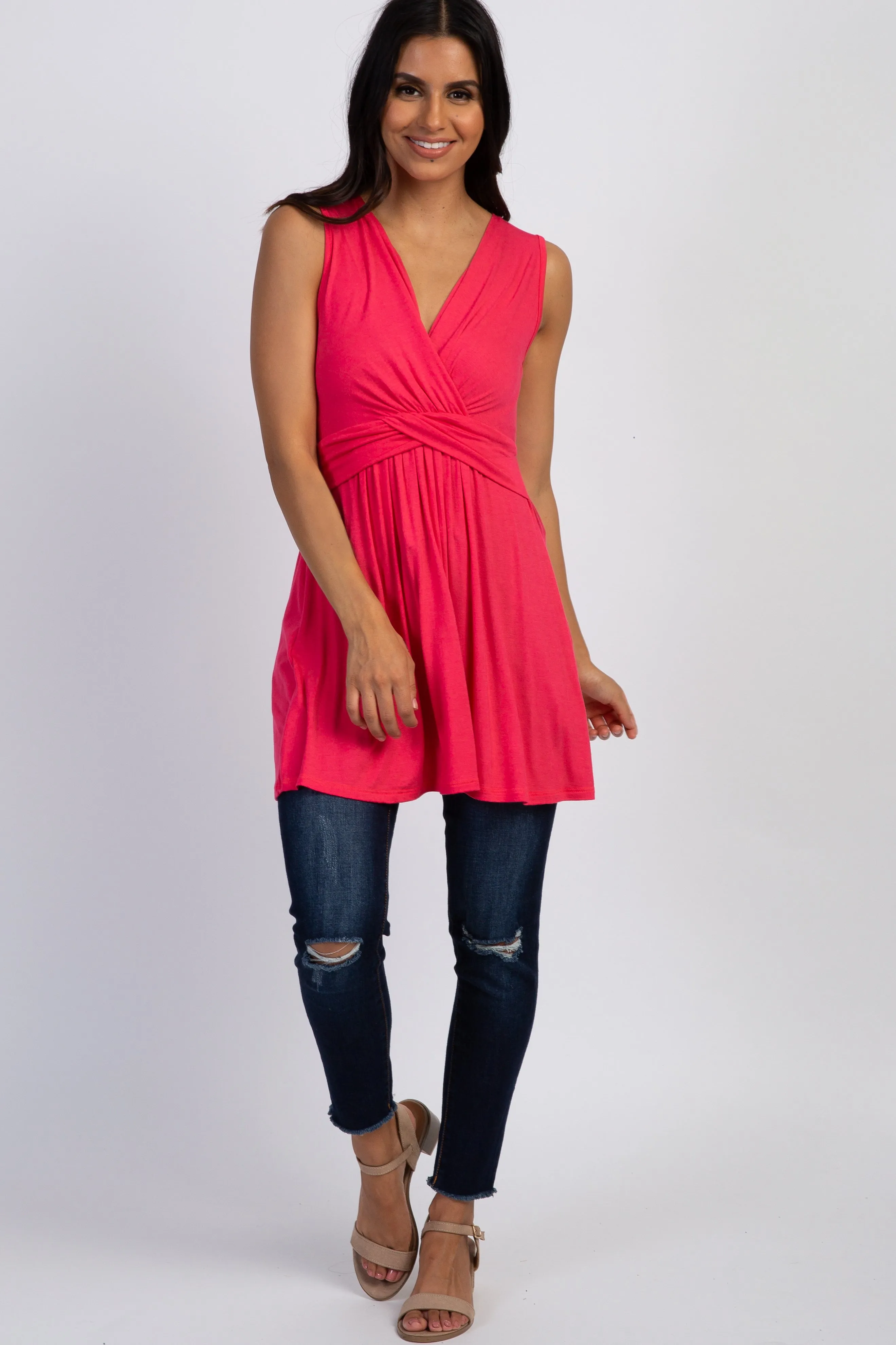 Sleeveless Coral Nursing Top