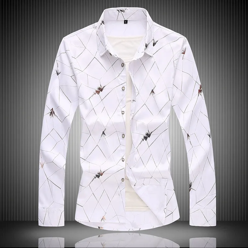 Men's Casual Single Breasted Cotton Print Shirt