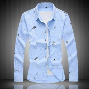 Men's Casual Single Breasted Cotton Print Shirt