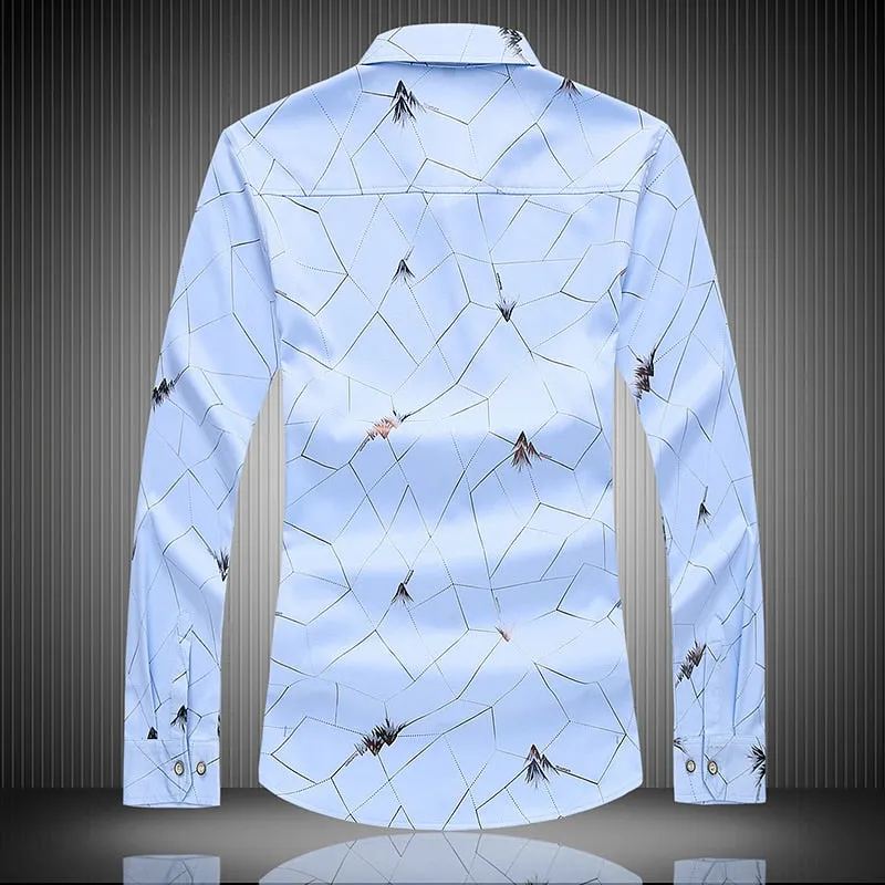 Men's Casual Single Breasted Cotton Print Shirt