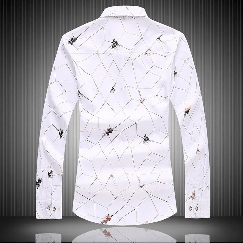 Men's Casual Single Breasted Cotton Print Shirt