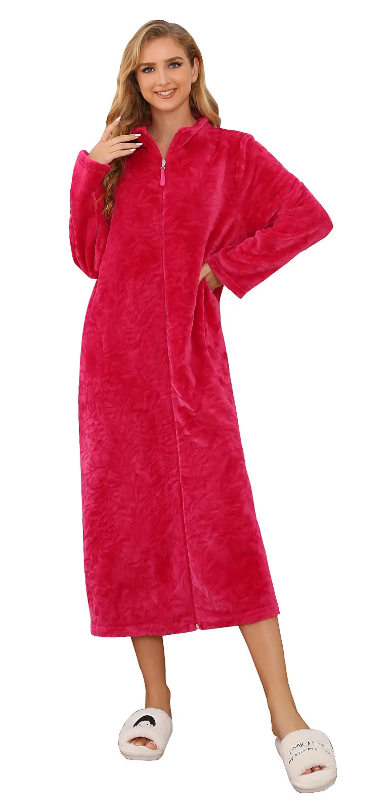 Richie House RHW4000 Women's Zip Up Fleece Warm Robe