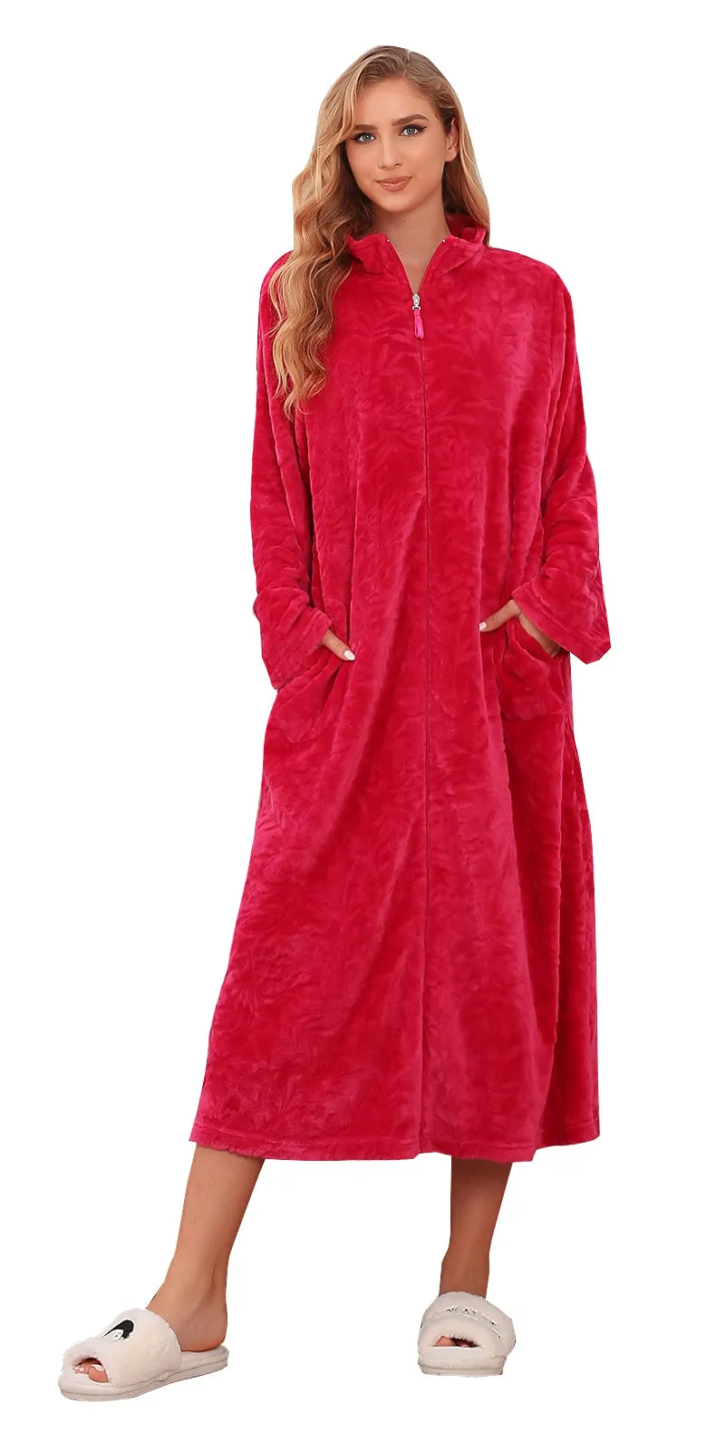 Richie House RHW4000 Women's Zip Up Fleece Warm Robe